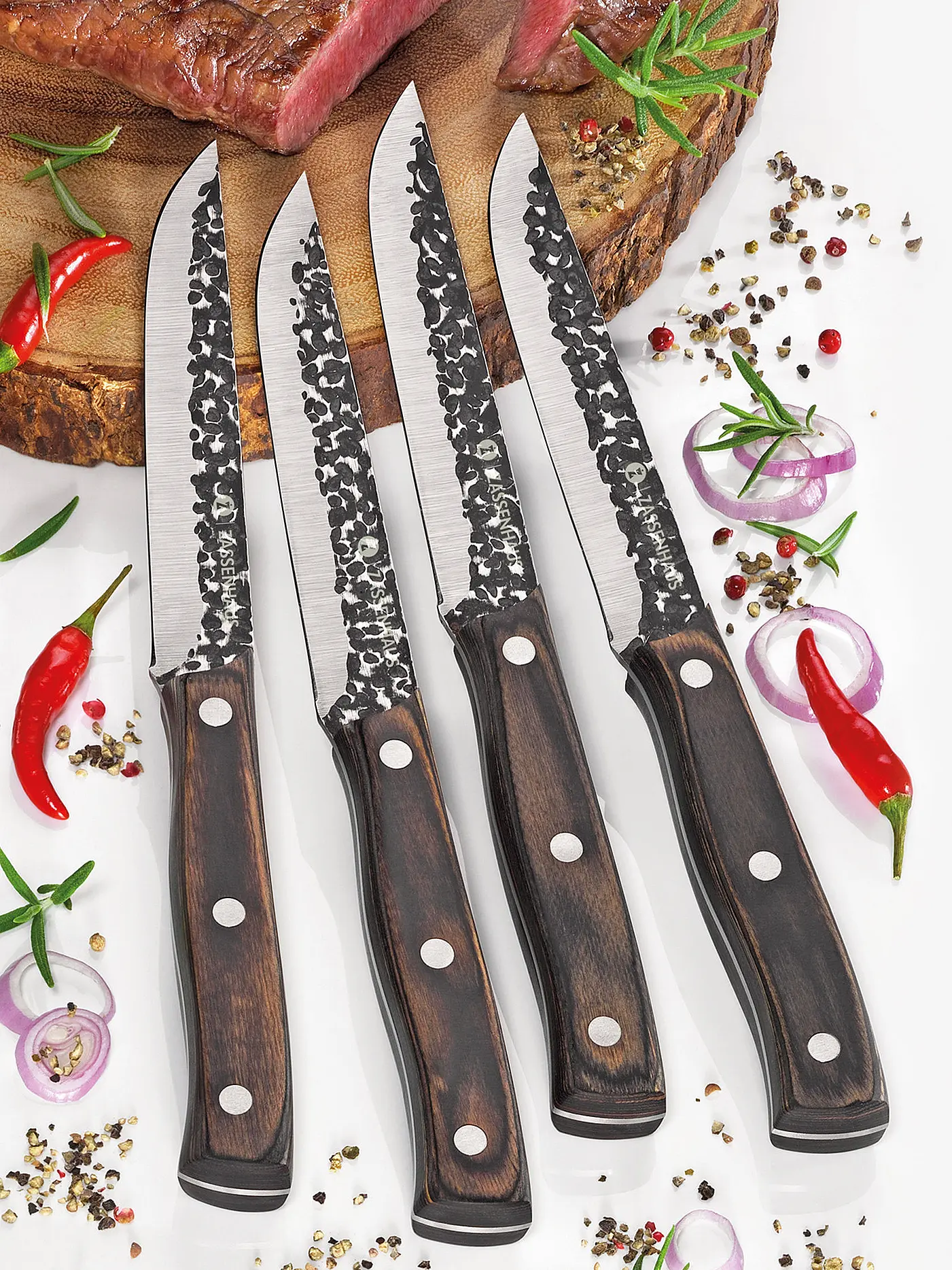 ZASSENHAUS | Steakmesser Set 4tlg. HUNTER Pakkaholz | 